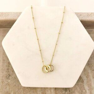 925 Sterling Silver Dainty Bead Satellite Chain Necklace Circle Pendant Necklace